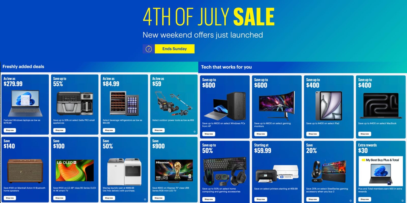 A screenshot of a blue and white advertisement
