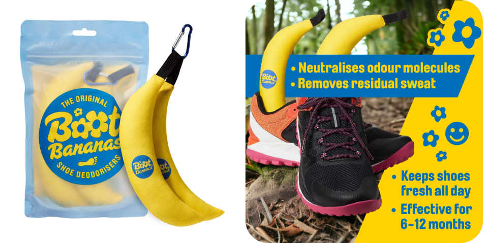 A pair of bananas and a shoe