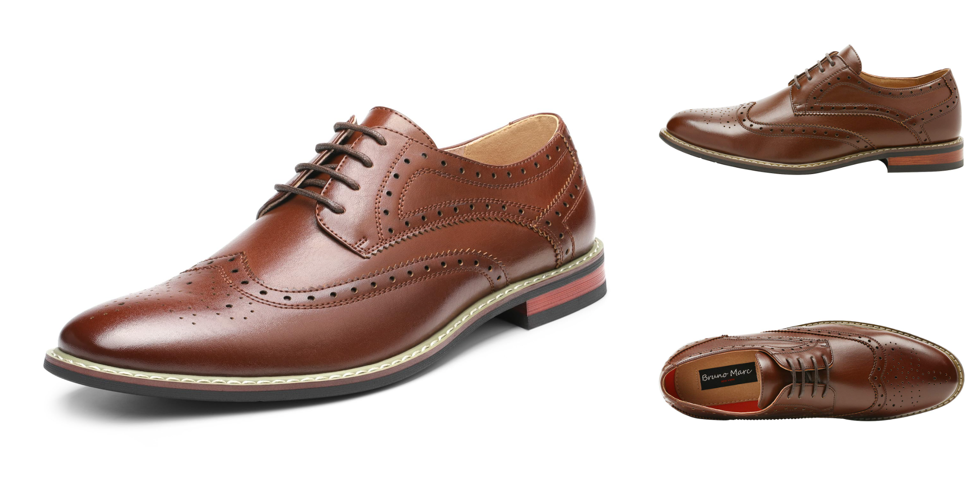 Step up your look for that formal wedding or gala with these modern wingtip shoes, now $35