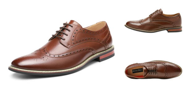 A brown shoe with a white background