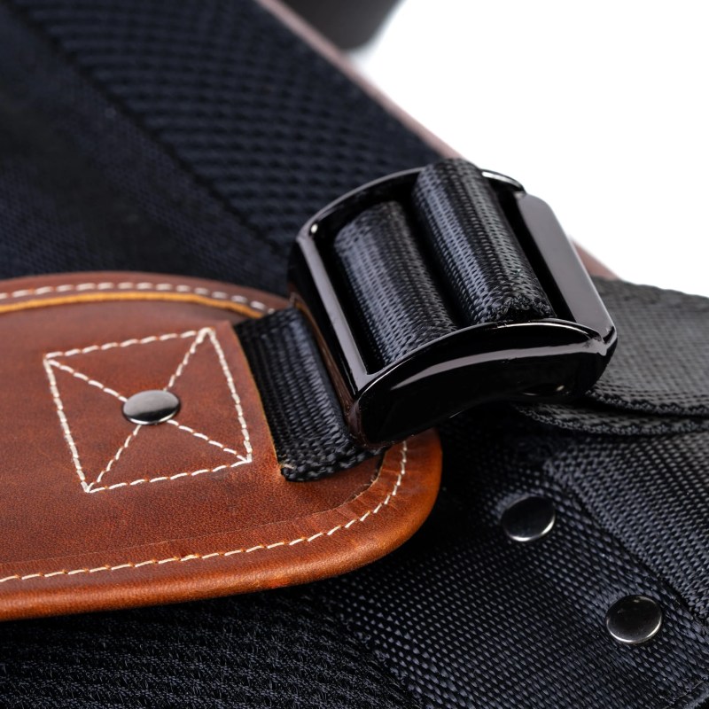 A buckle on a bag