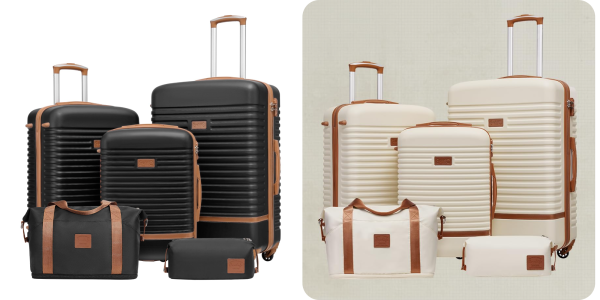 A collage of different types of luggage