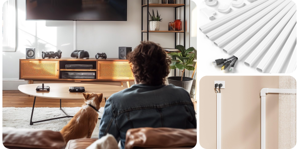 A person sitting on a couch watching tv