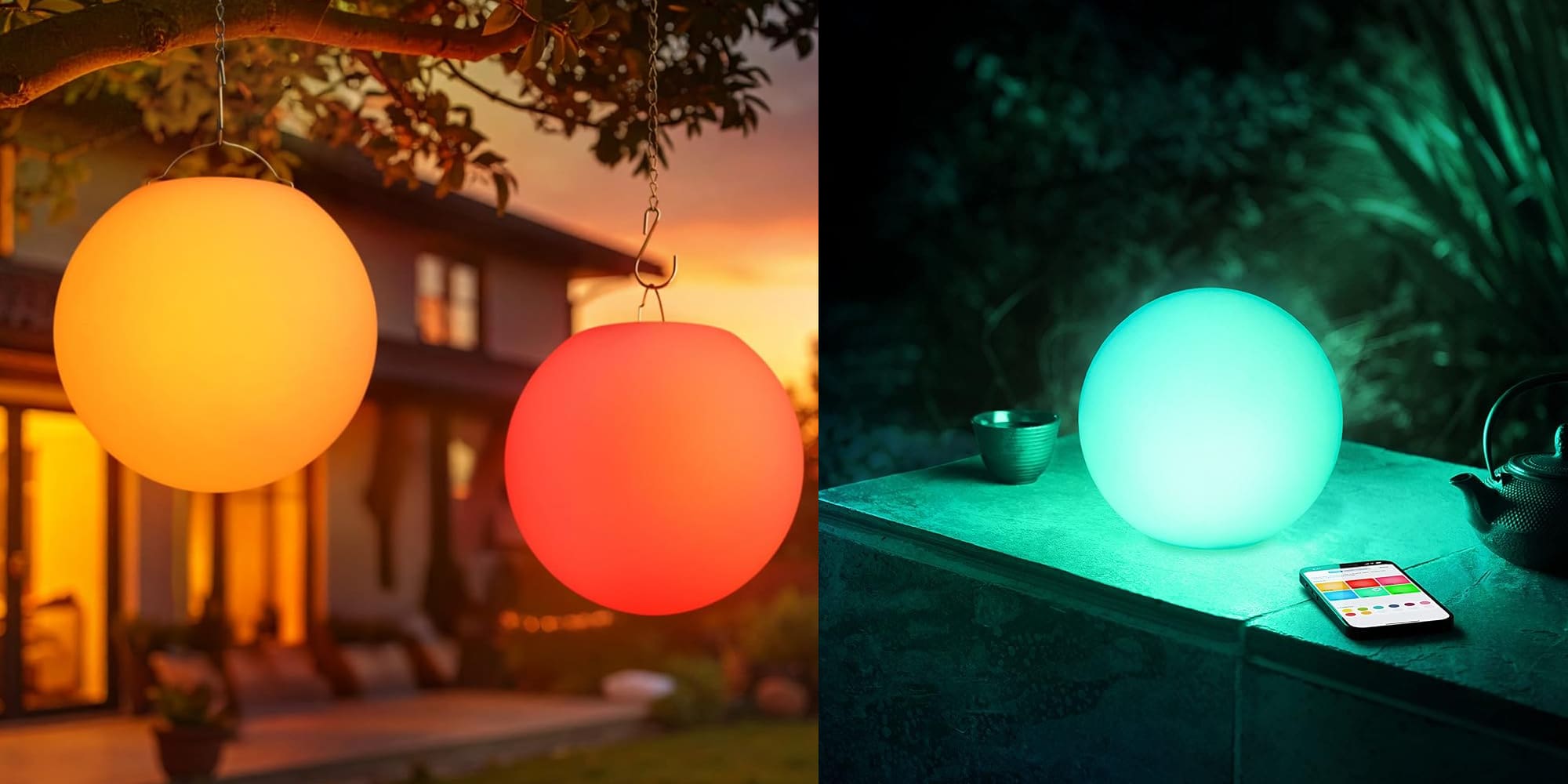 A two glowing lights from a tree