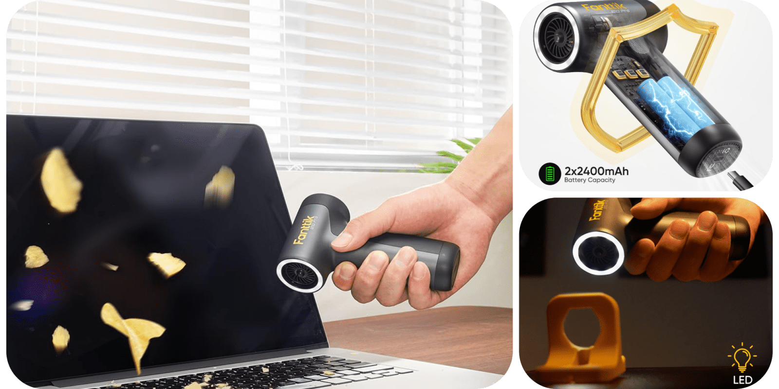A hand holding a blow dryer
