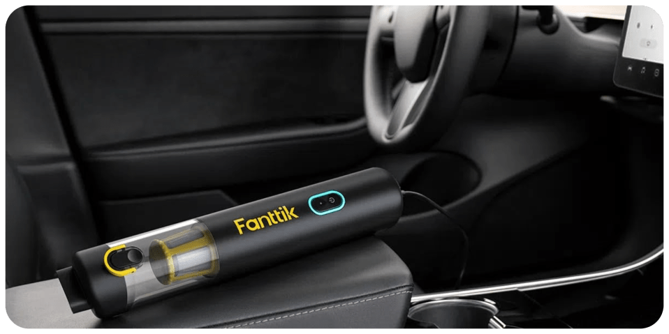 A car with a vacuum cleaner