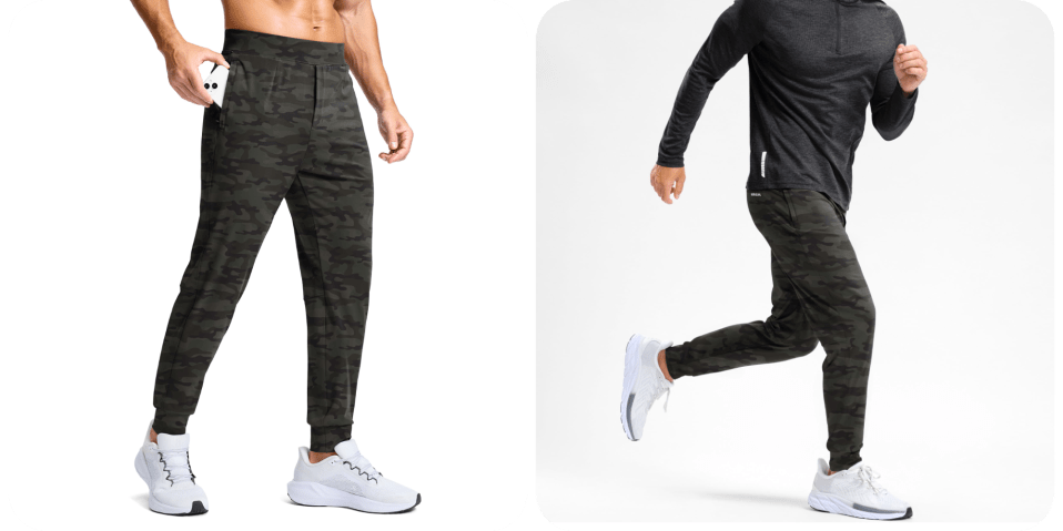 A collage of a man's legs and a pair of pants