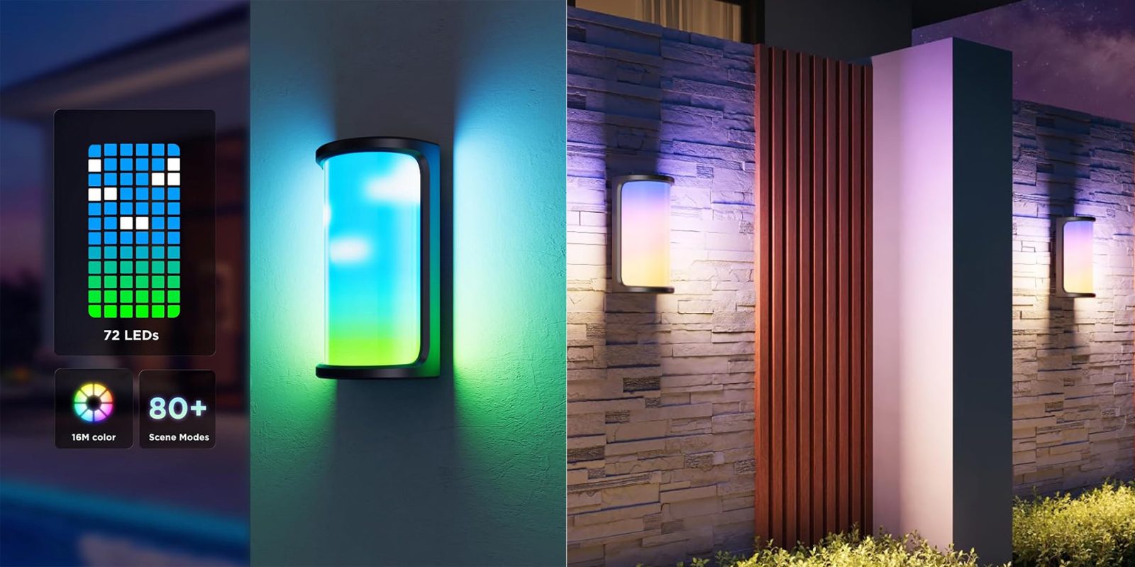 A two different colored lights on a wall