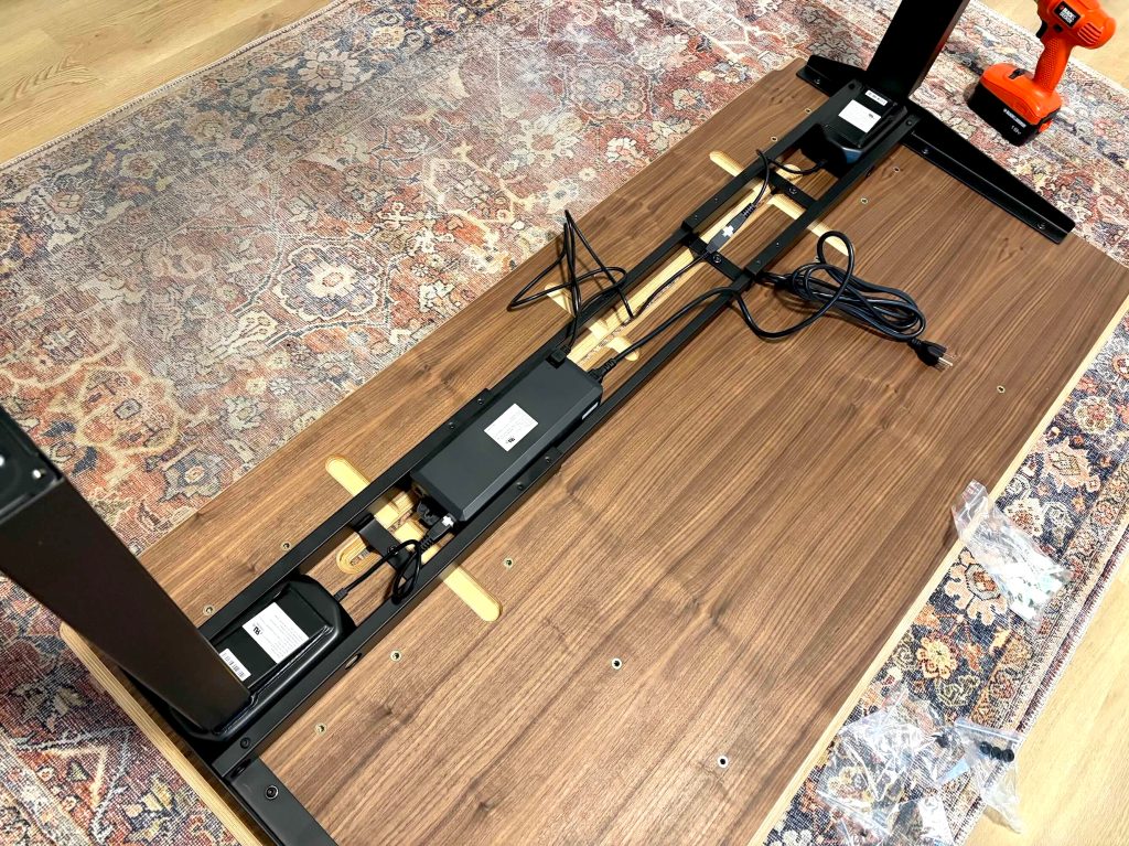 A table with wires on it