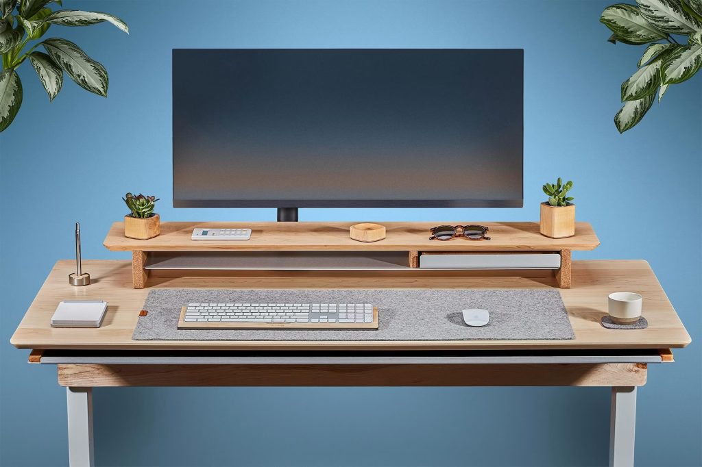 A computer on a desk