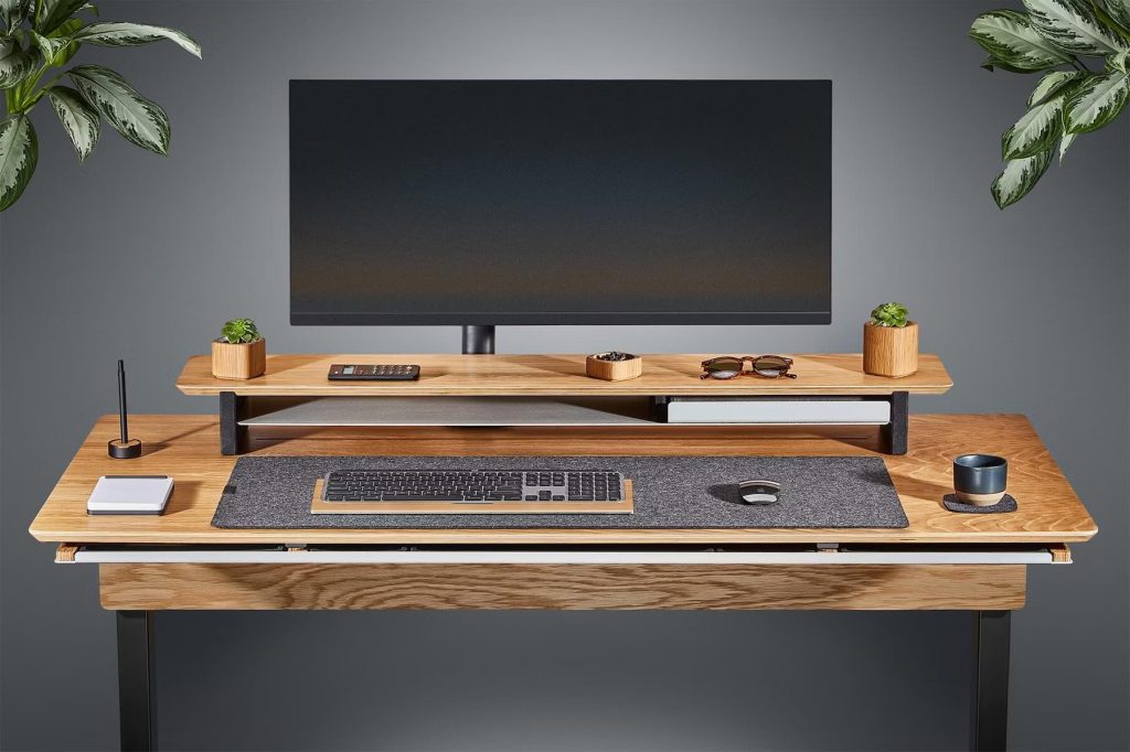 A computer on a desk