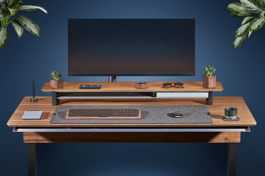 A computer on a desk
