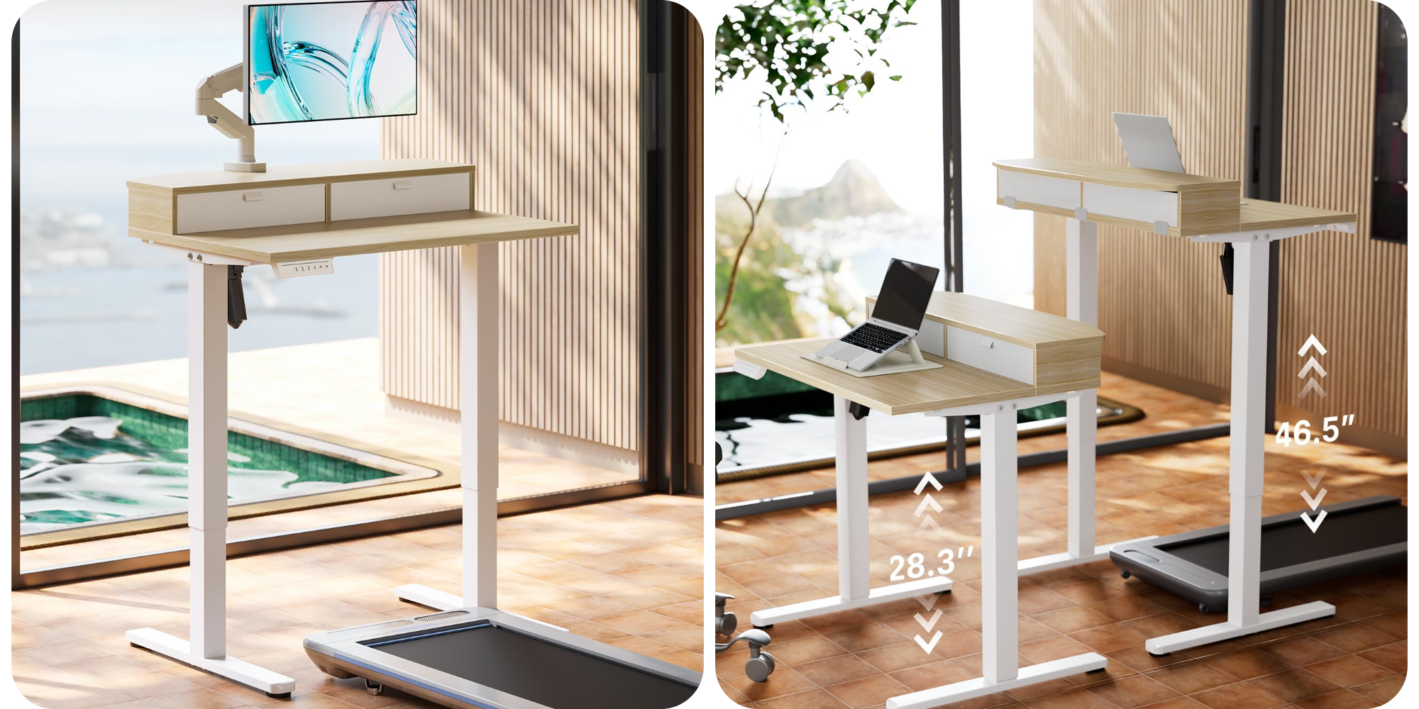 This compact electric standing desk with drawers can free up some space for only $90 (Reg. $140)