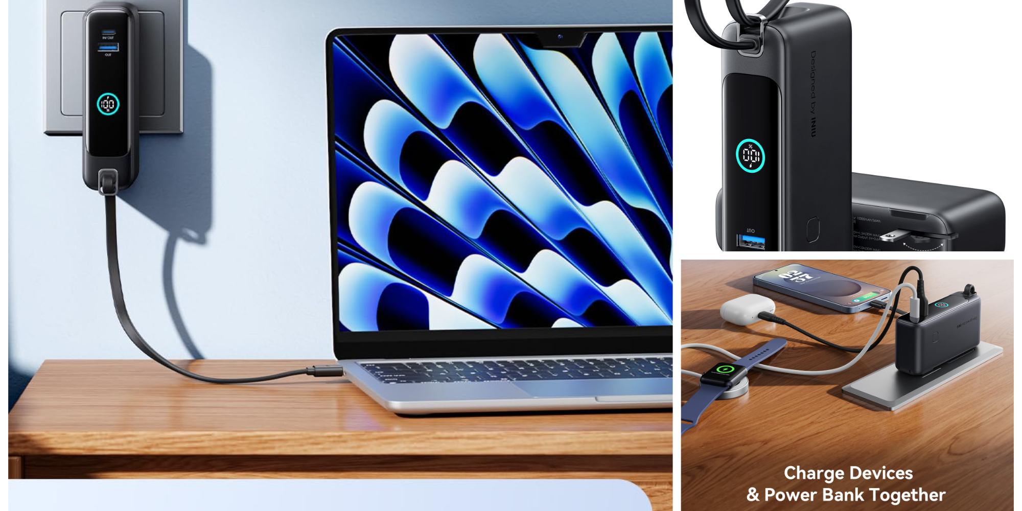 This hybrid Power Bank with onboard display doubles as a wall charger for just $16