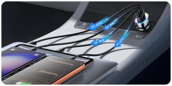 A cell phone charging with wires