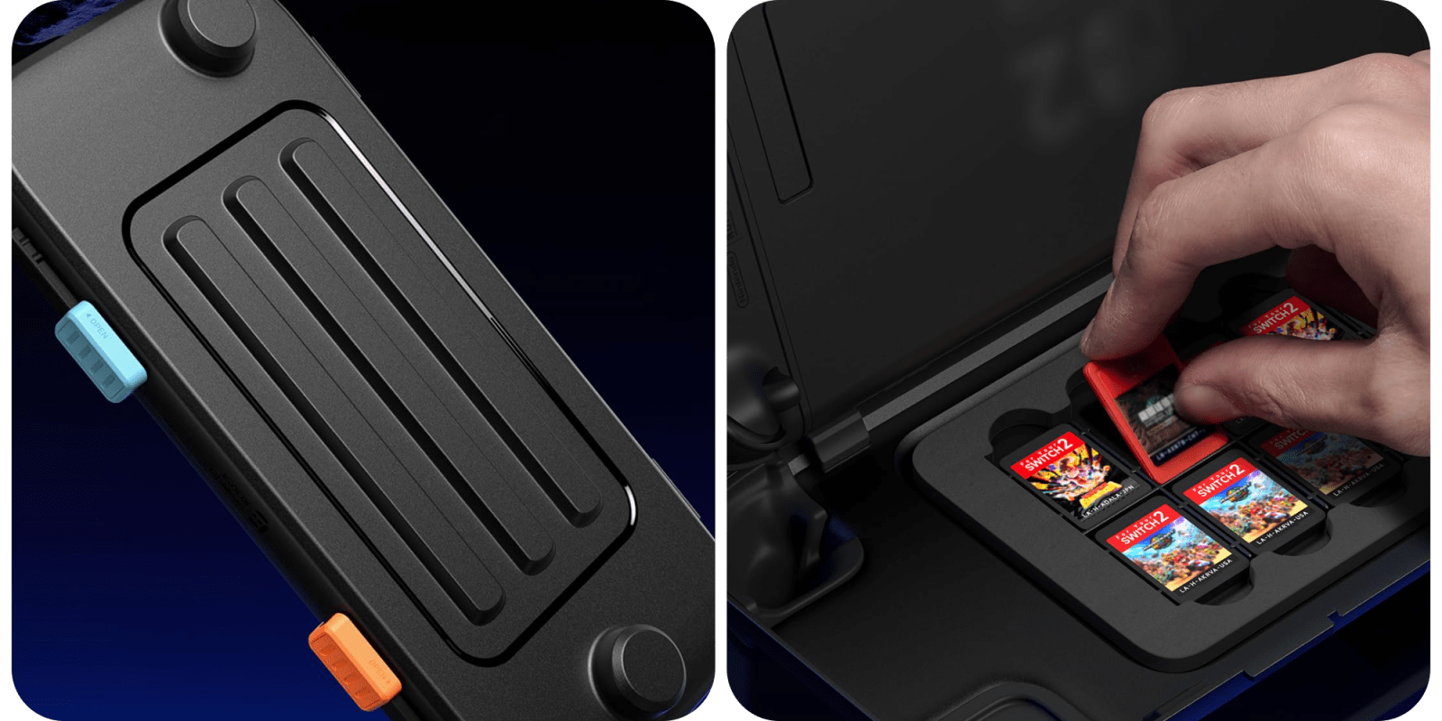 A close up of a game console