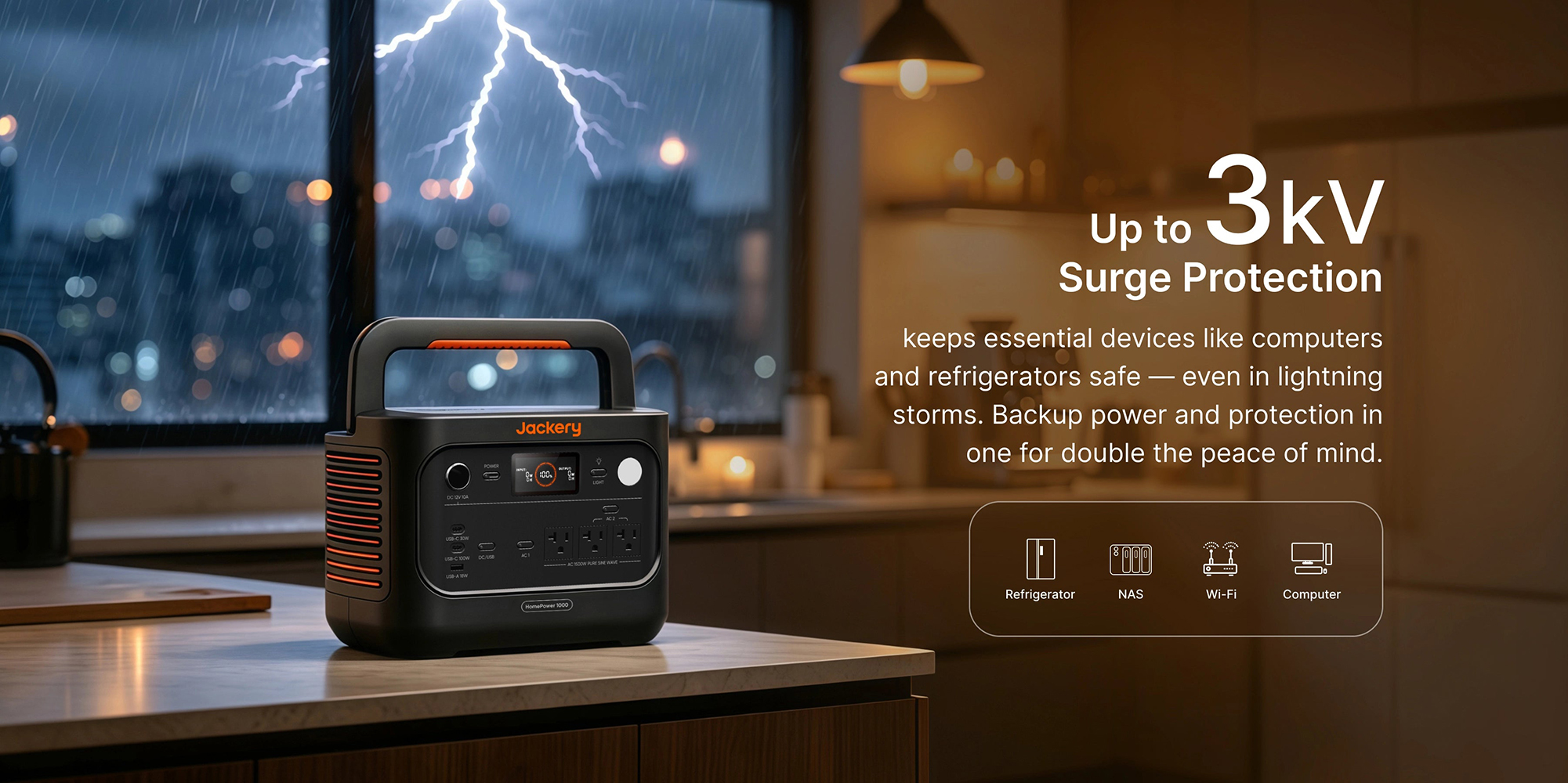 A power generator on a counter