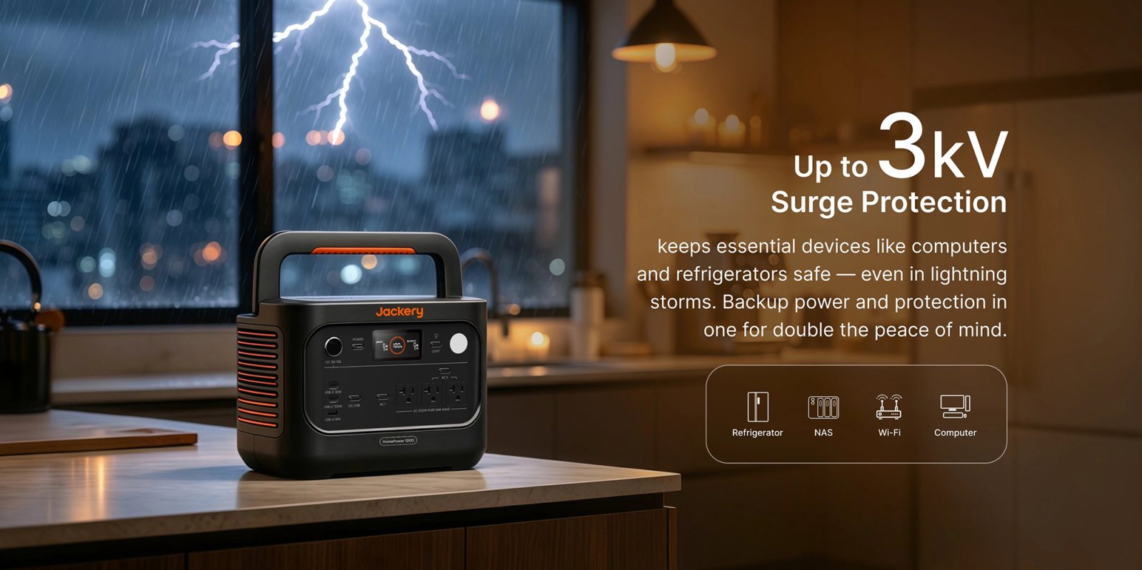 A power generator on a counter