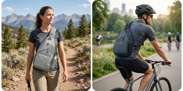A woman on a bicycle