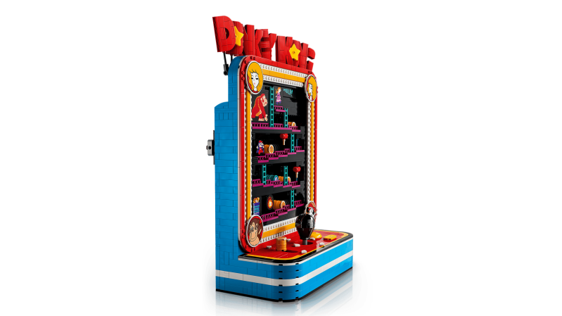 A toy machine with a black background
