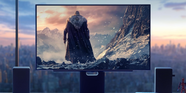 A screen shot of a man walking on a snowy mountain