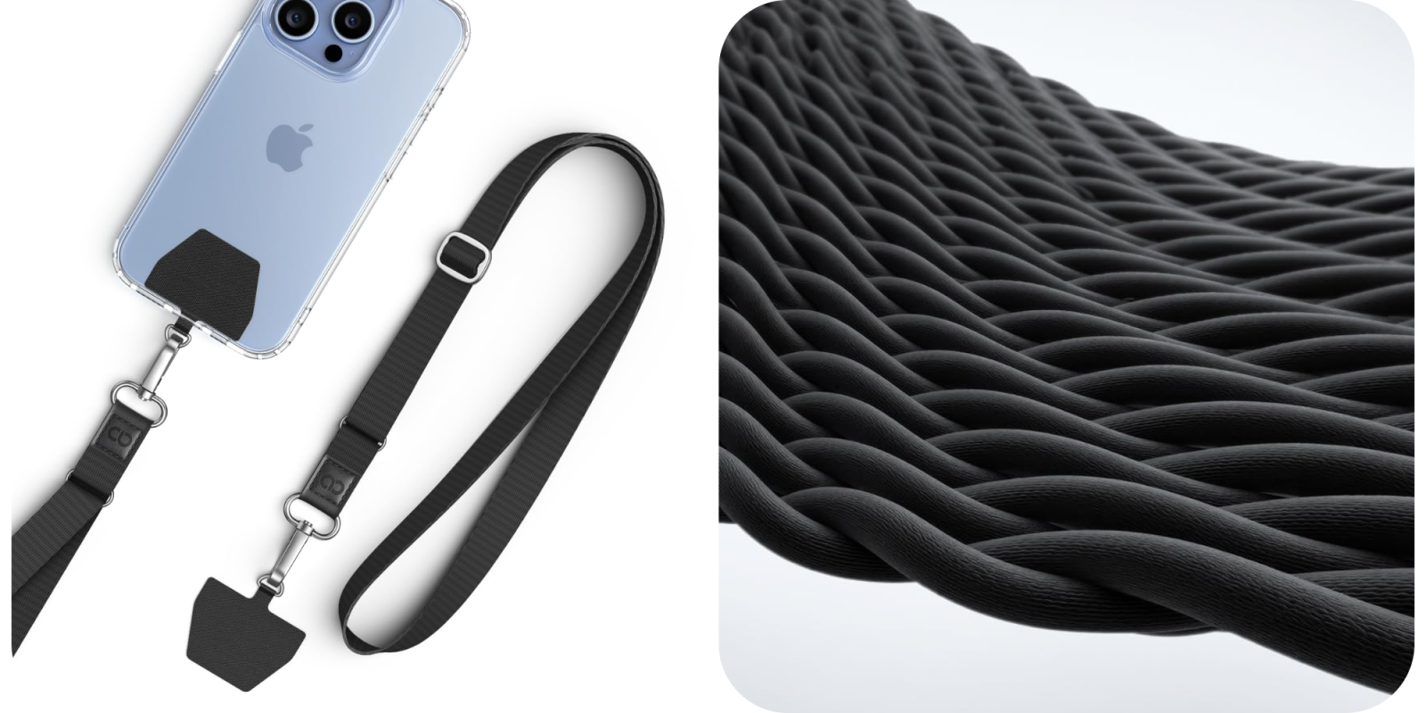 A cell phone and a strap