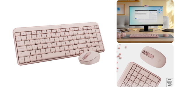 Image showing renders of a Logitech keyboard and mouse combo.