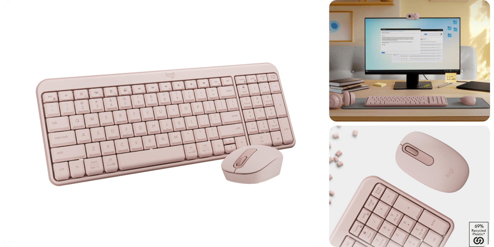 Image showing renders of a Logitech keyboard and mouse combo.