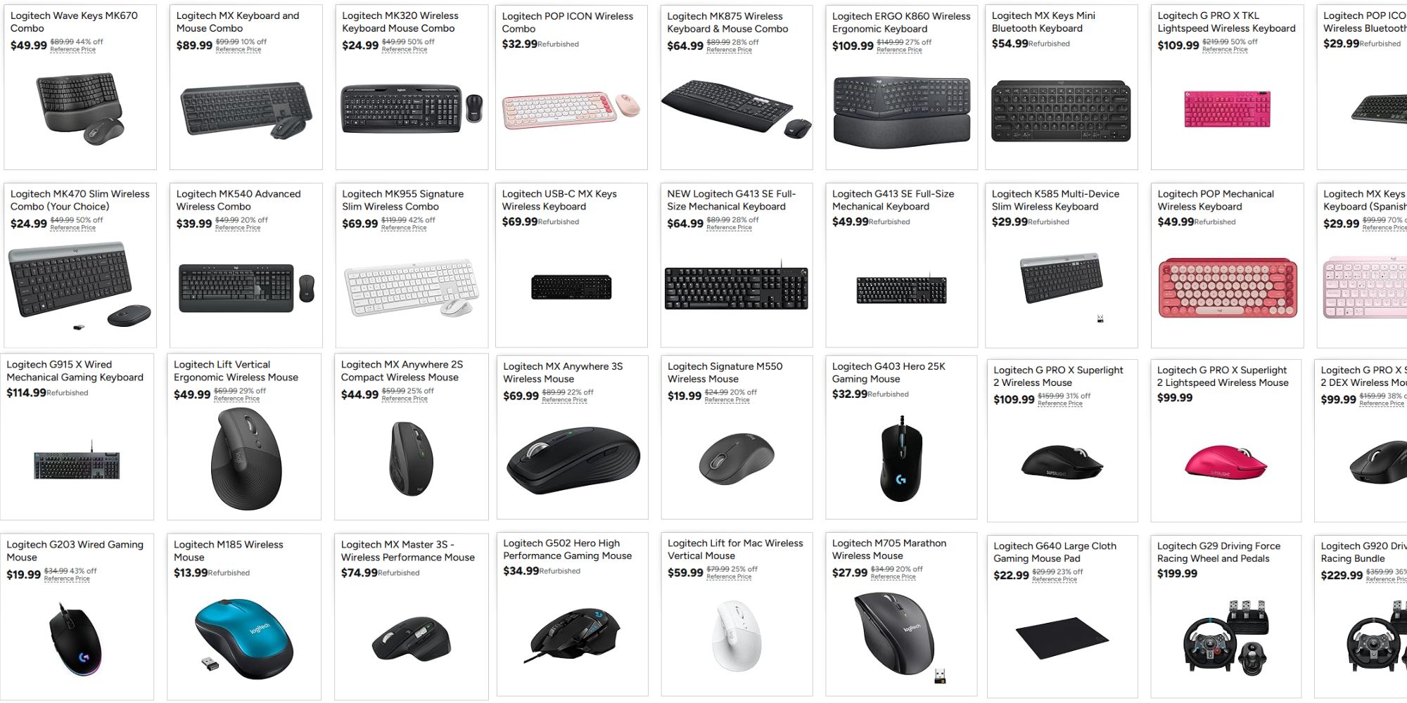 Image showing listings from Woot's Logitech sale.