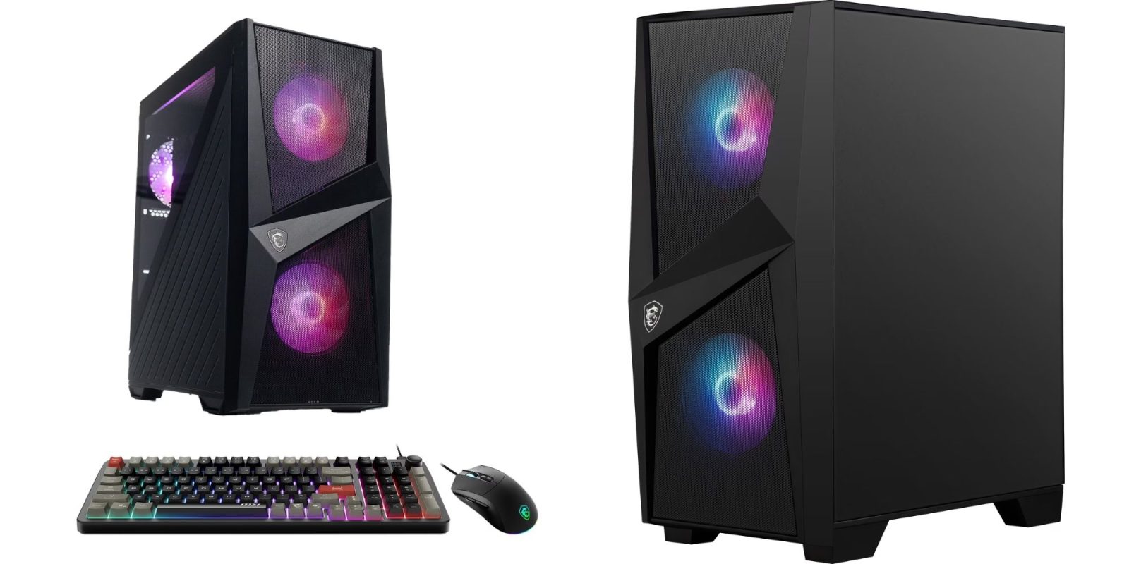 A computer tower with a keyboard and mouse
