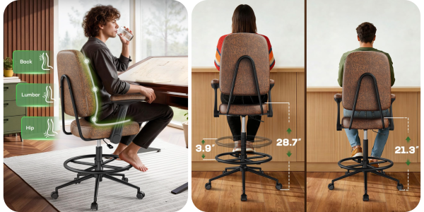 A collage of people sitting at a desk