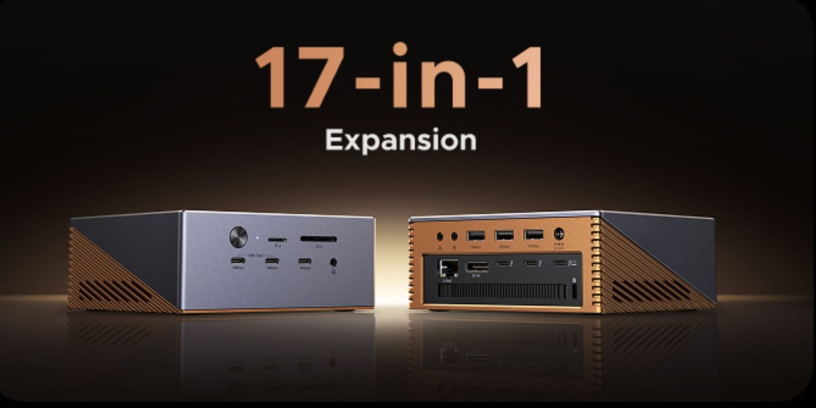 Image showing renders of UGREEN's Maxidok 17-in-1 docking station.