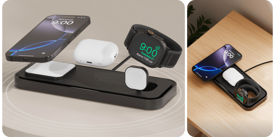 A smart watch and a wireless charger
