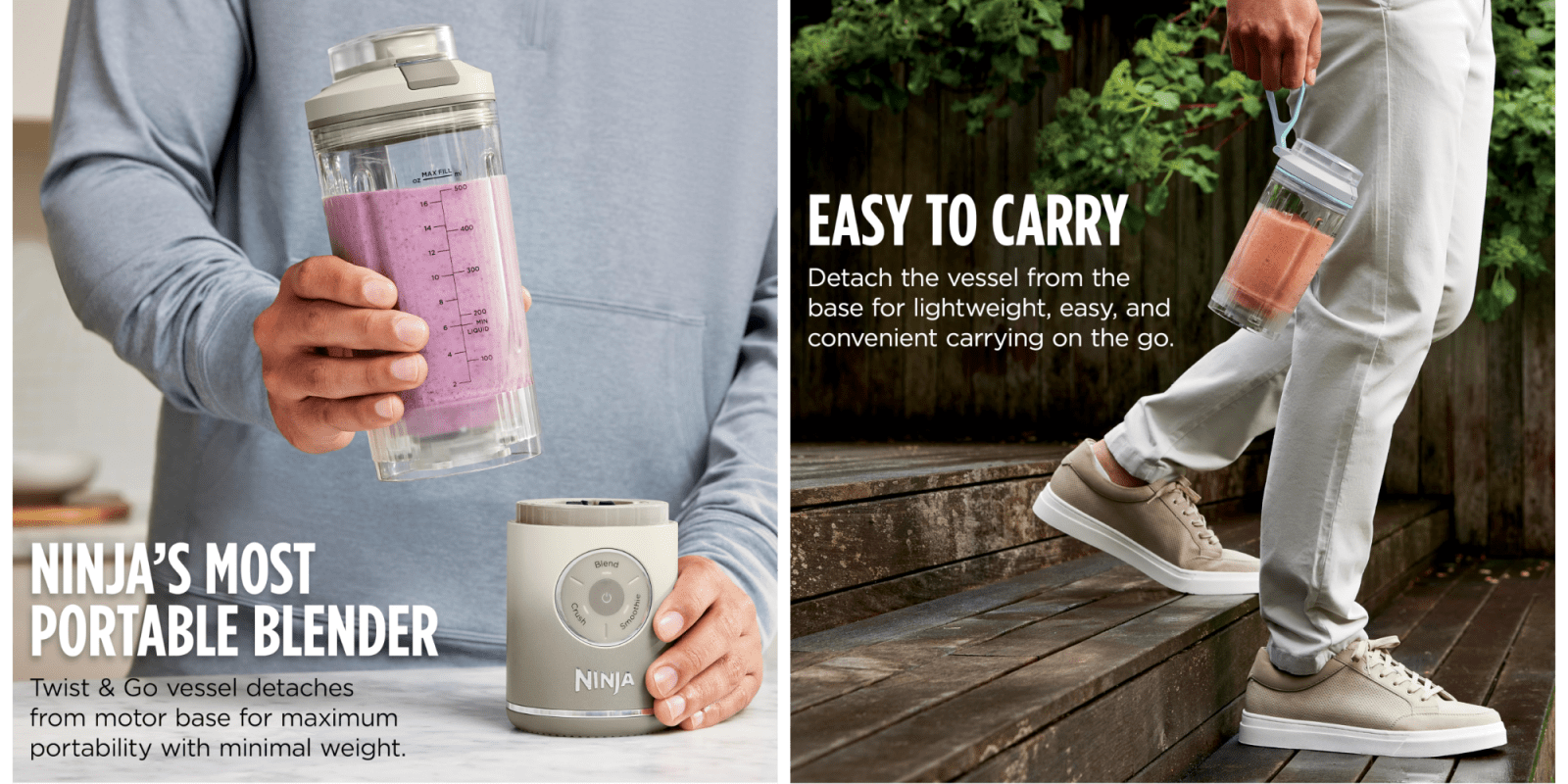 A person holding a blender