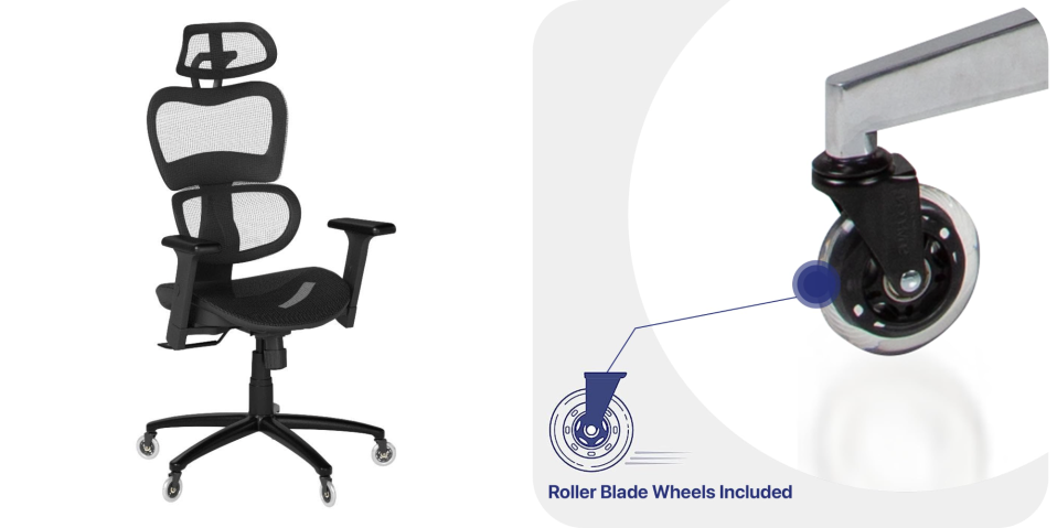 A black office chair with wheels