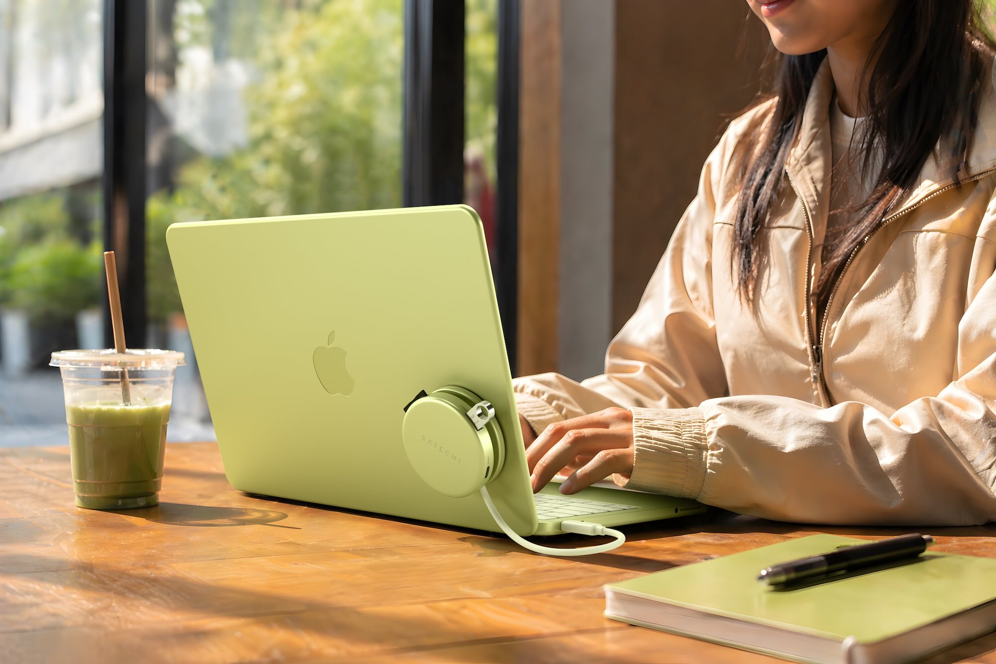 A woman using a laptop
