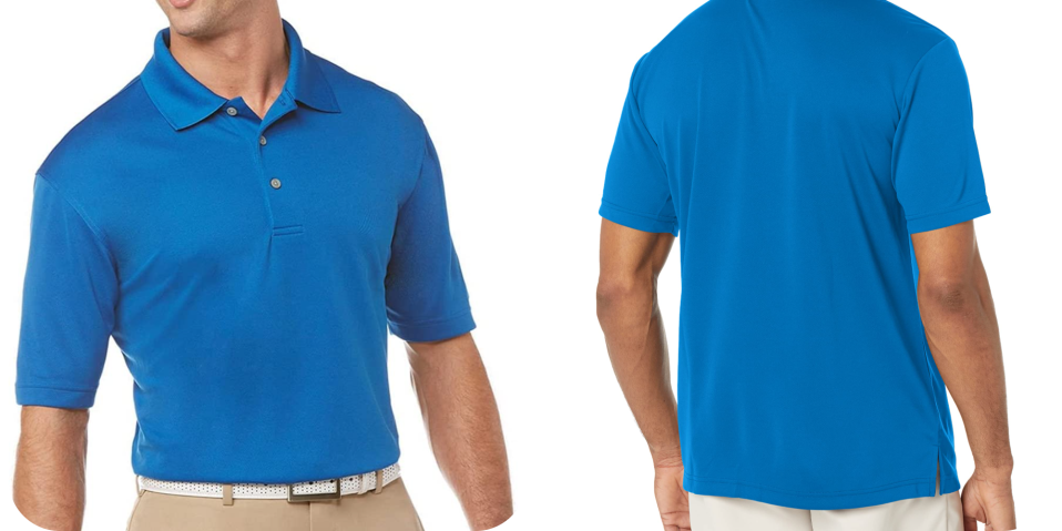 A man wearing a blue polo shirt