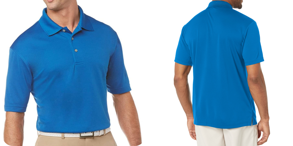A man wearing a blue polo shirt