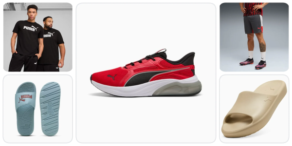 A red and black shoe