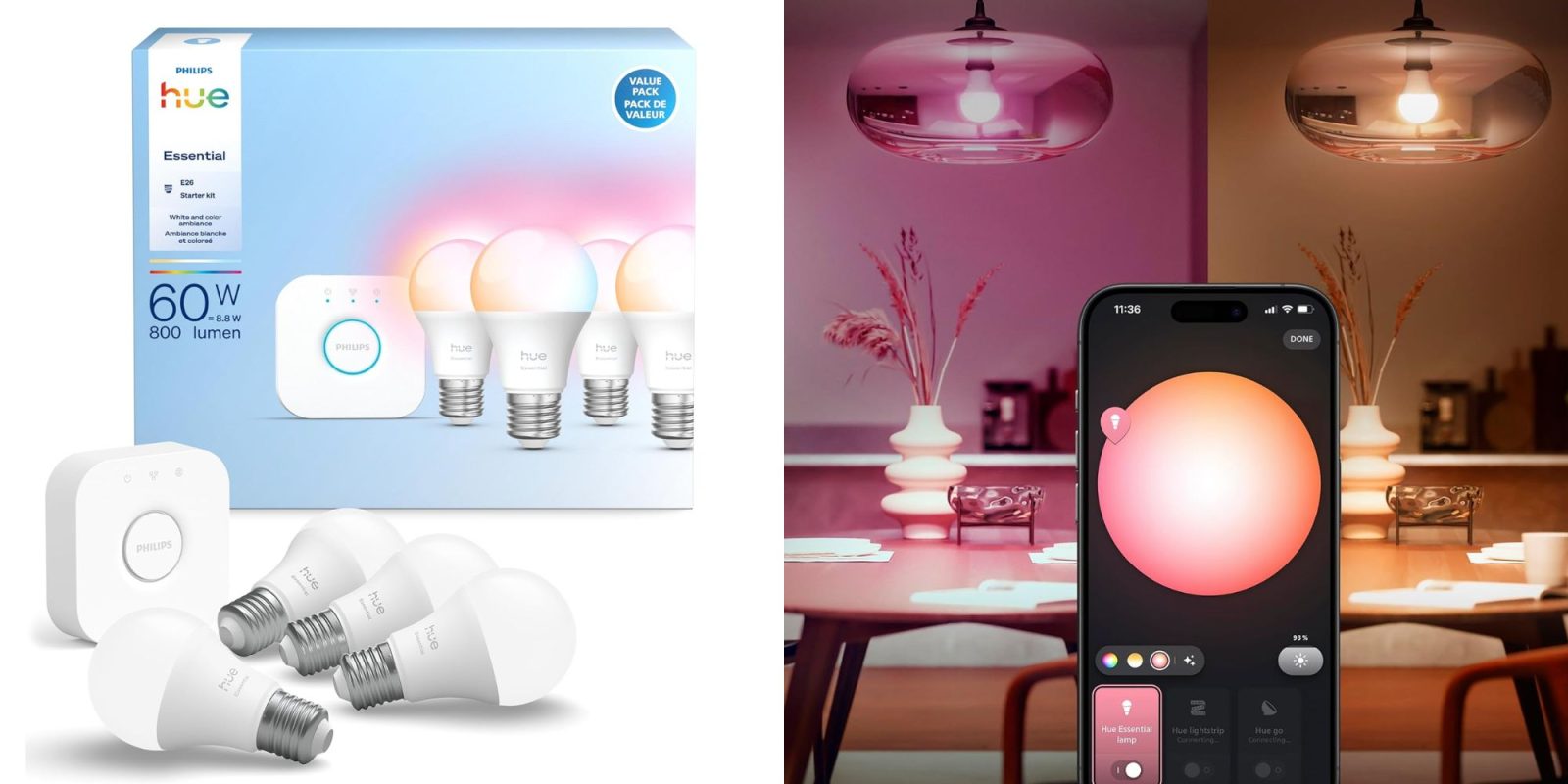 A phone and a box with a picture of a light bulb