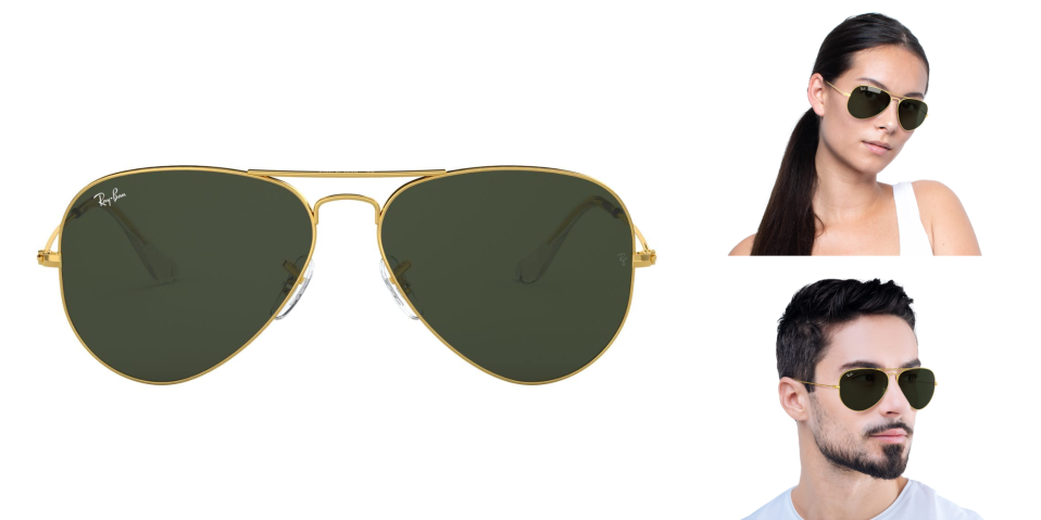A collage of a man and woman wearing sunglasses