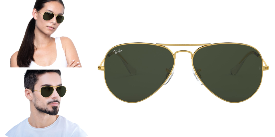 A collage of a woman wearing sunglasses