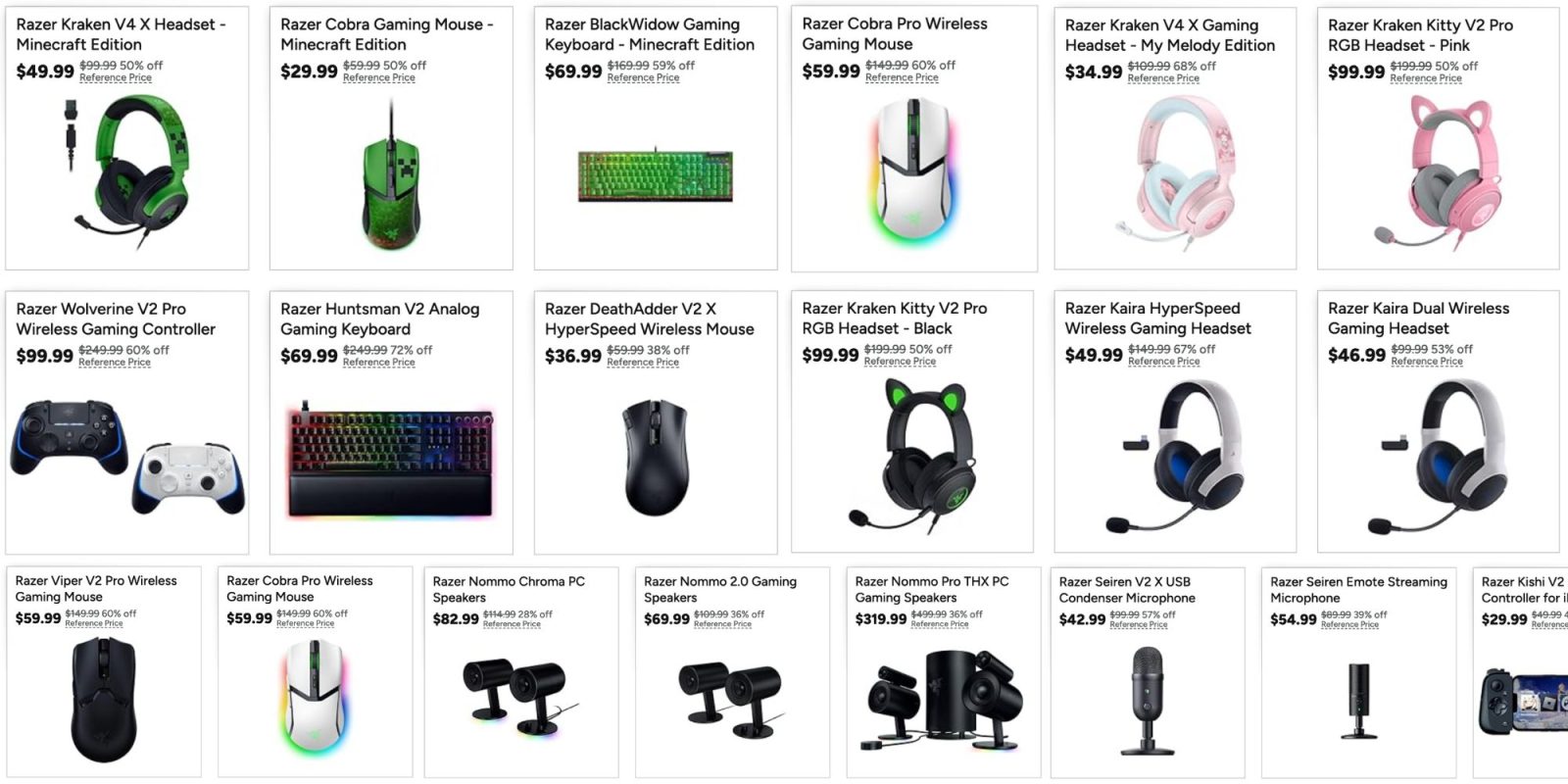 Image showing listings from Razer's Woot sale.