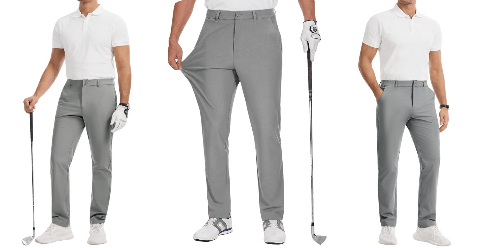 A man wearing grey pants