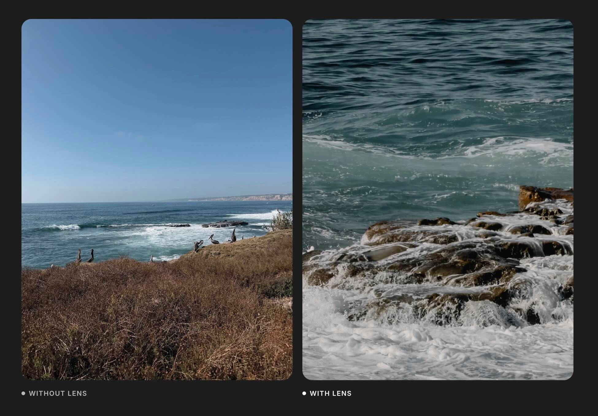 A collage of a beach and a rocky beach