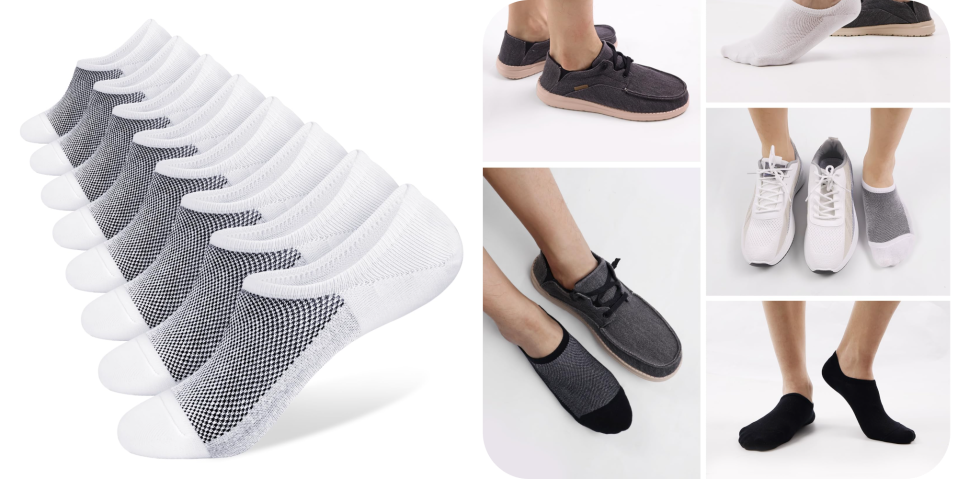 A collage of different pairs of socks