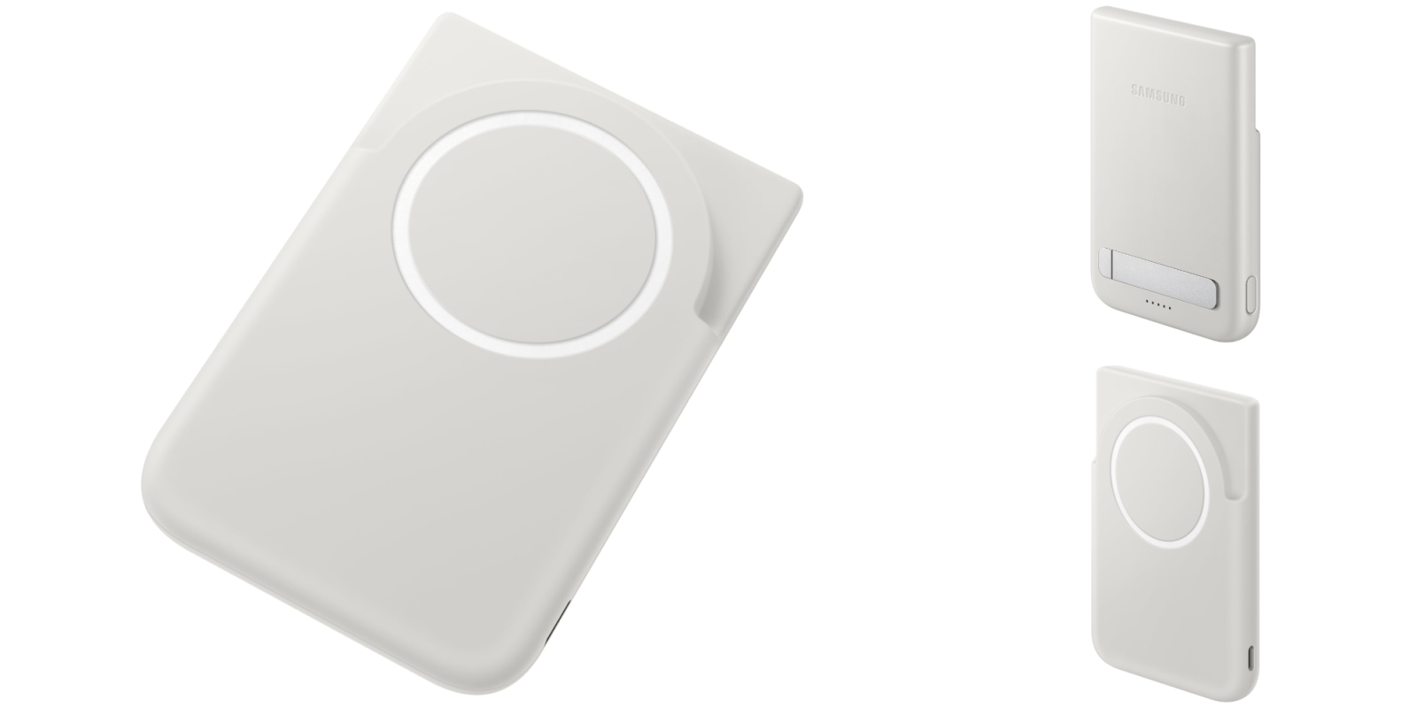 A white device with a circle on it