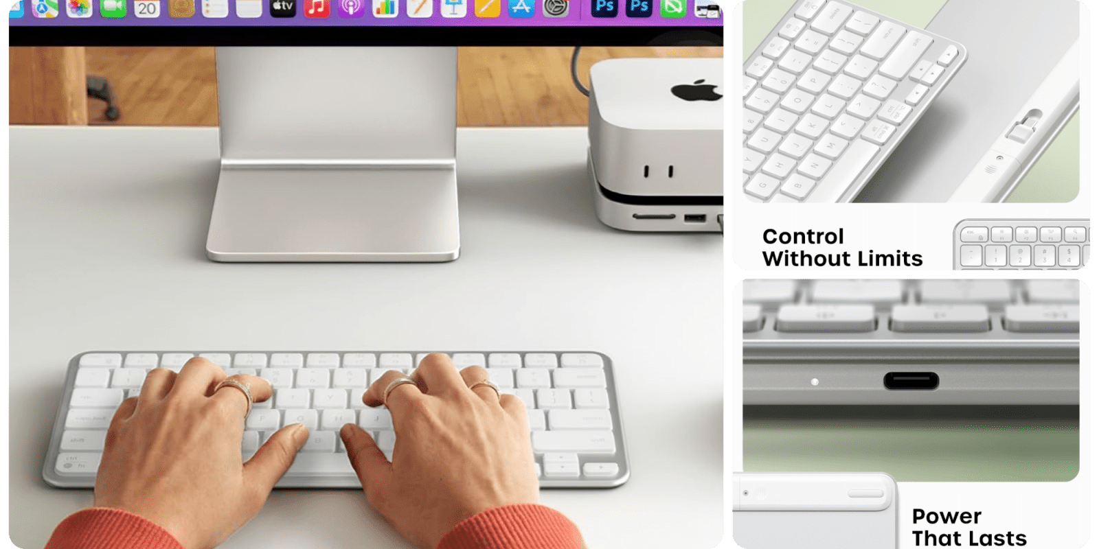 A person typing on a keyboard