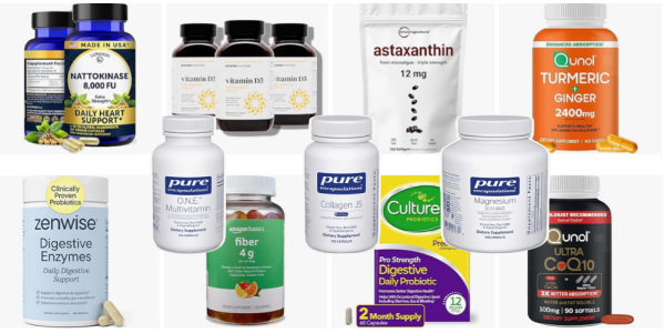 A collage of different types of vitamins