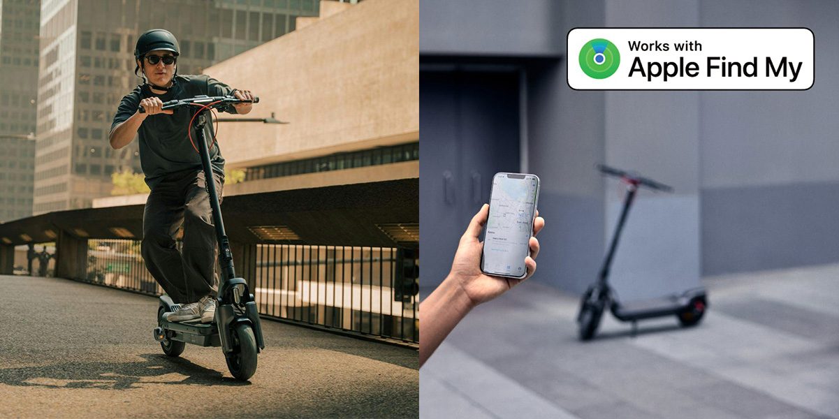 A man on a scooter and a person holding a phone